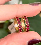 Yellow Gold Ruby Hoops