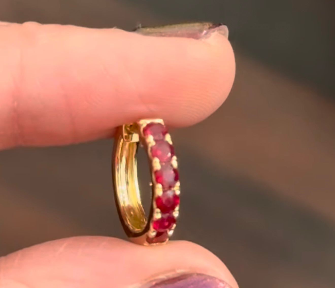 Yellow Gold Ruby Hoops