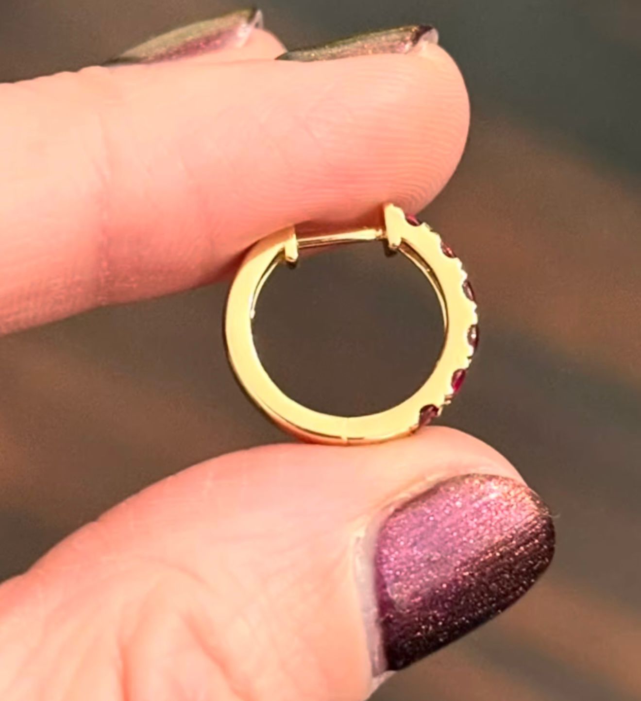 Yellow Gold Ruby Hoops