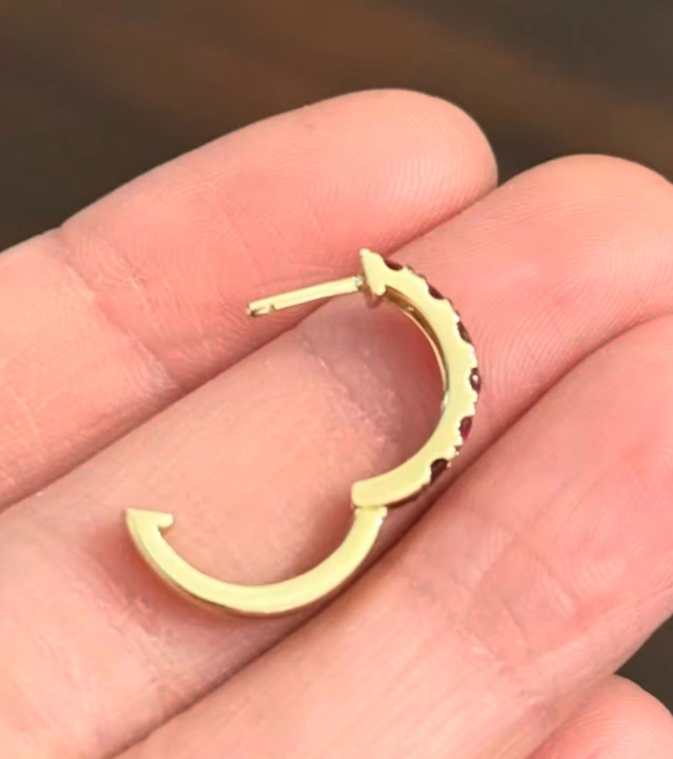 Yellow Gold Ruby Hoops