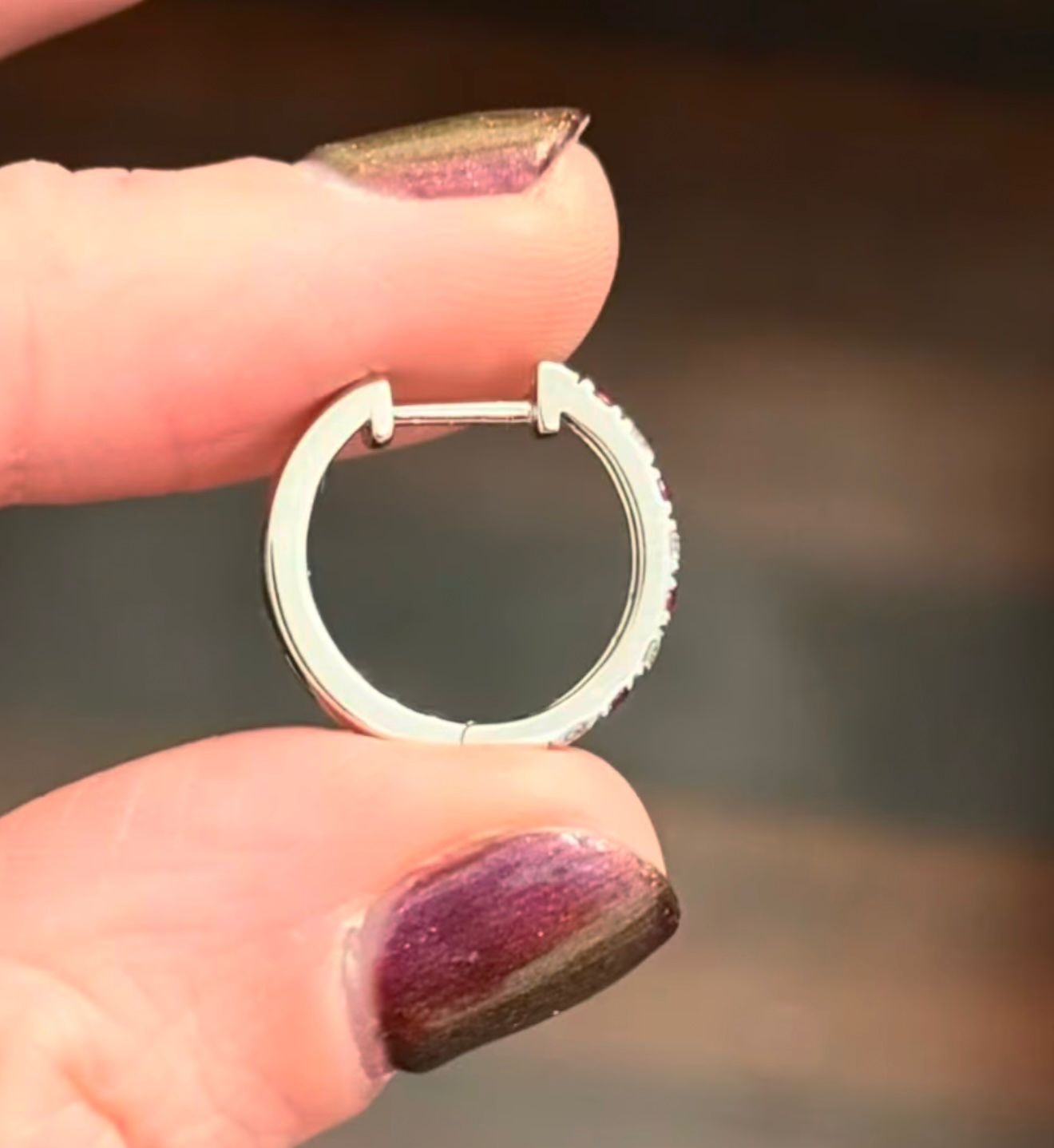 White Gold Diamond & Ruby Hoops