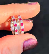 White Gold Diamond & Ruby Hoops