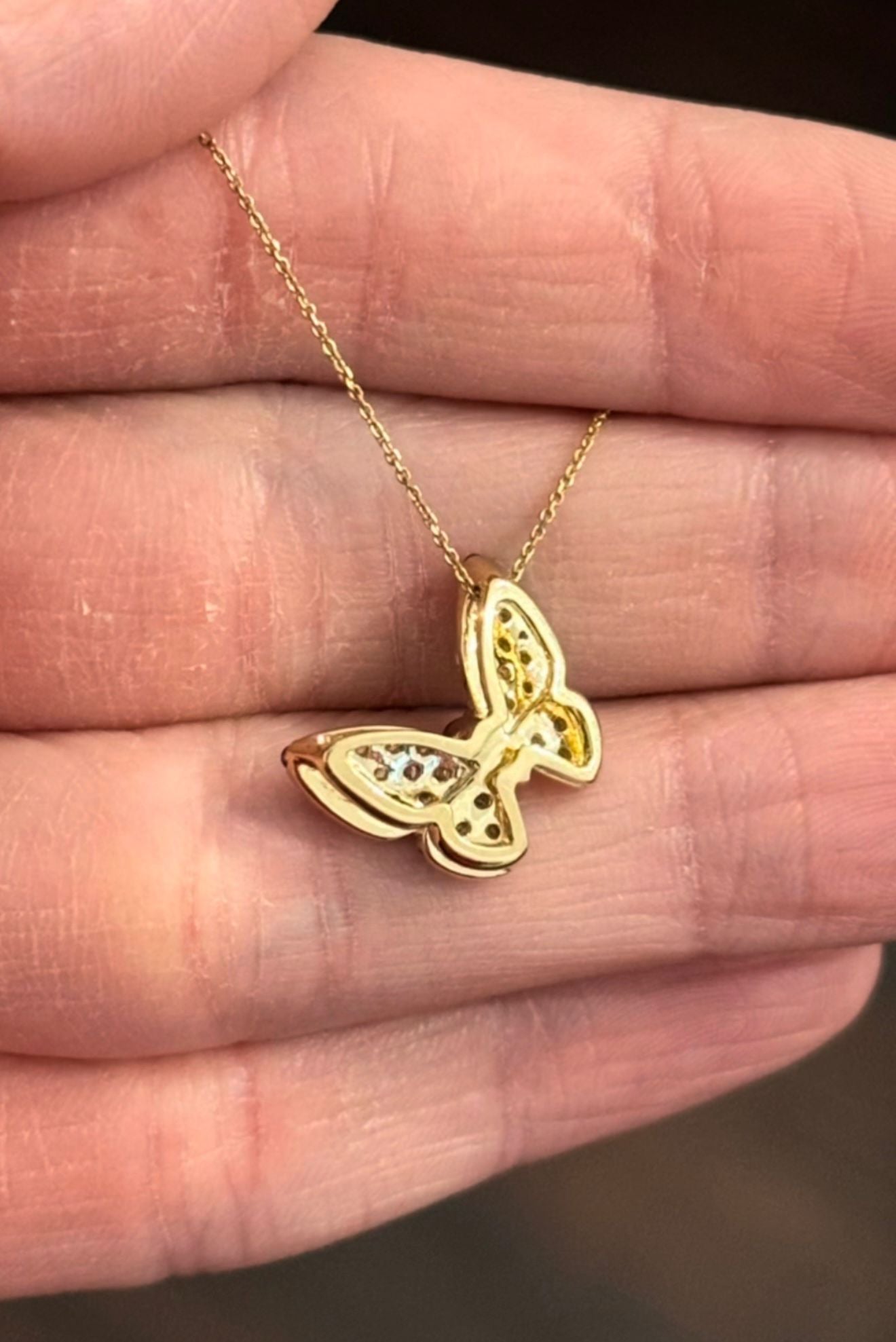Yellow Gold Ruby & Diamond Butterfly Pendant & Chain