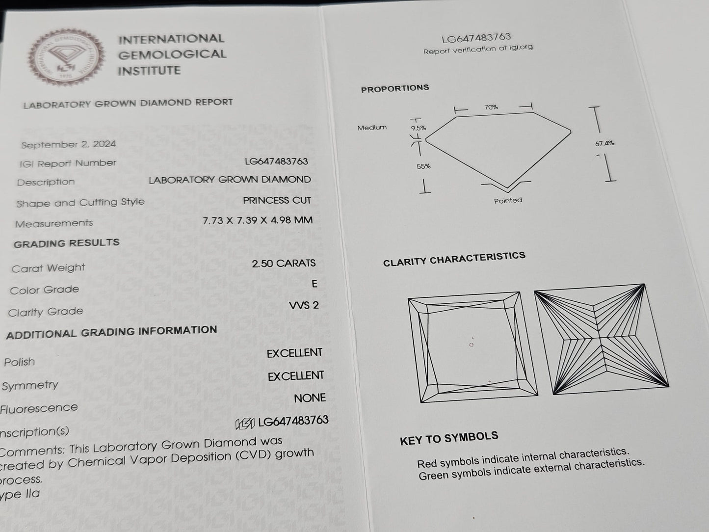 2.50CT PRINCESS E VVS2