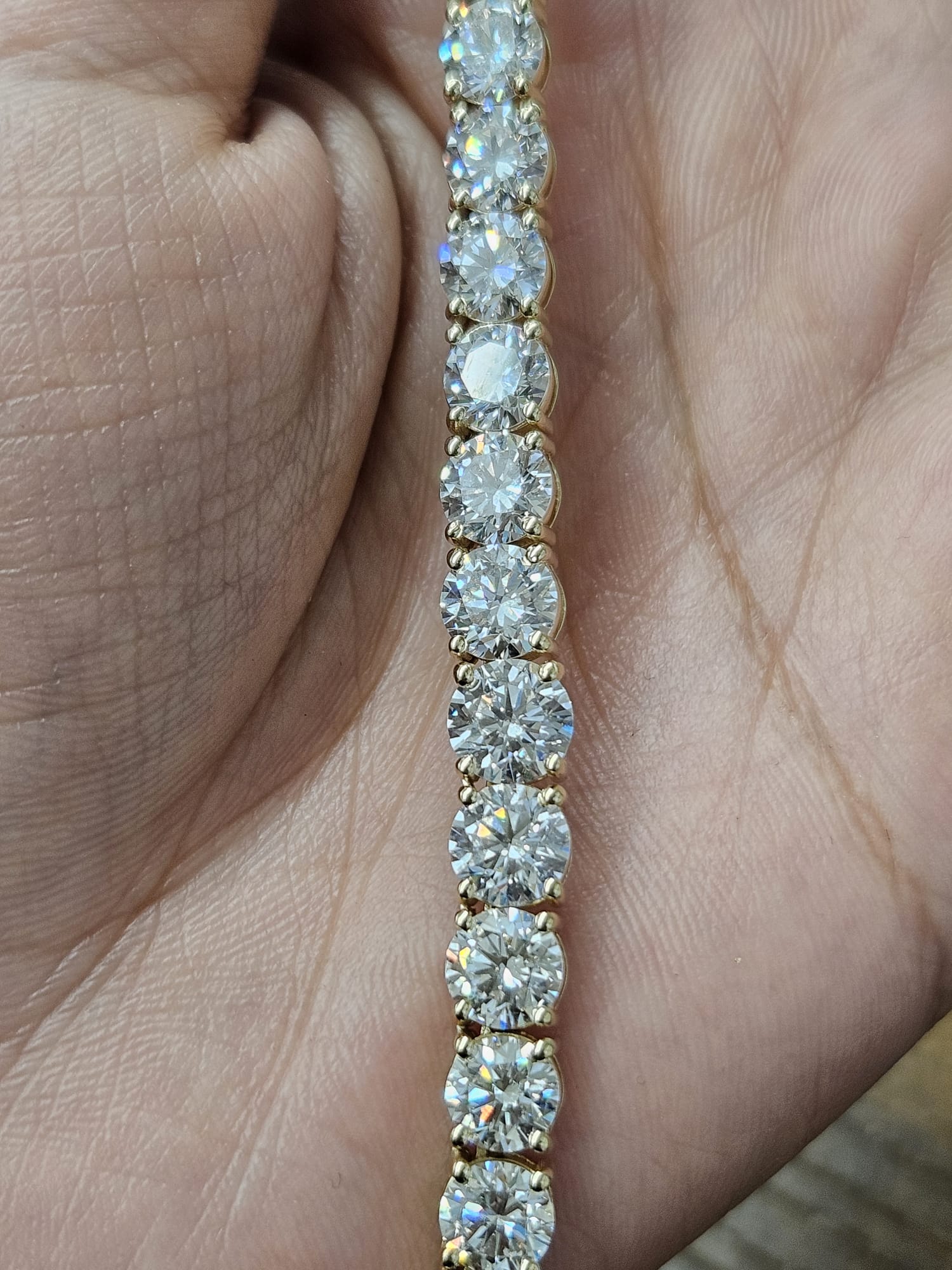 29.930cttw Yellow Gold Lab Diamond 16.75" Tennis Necklace