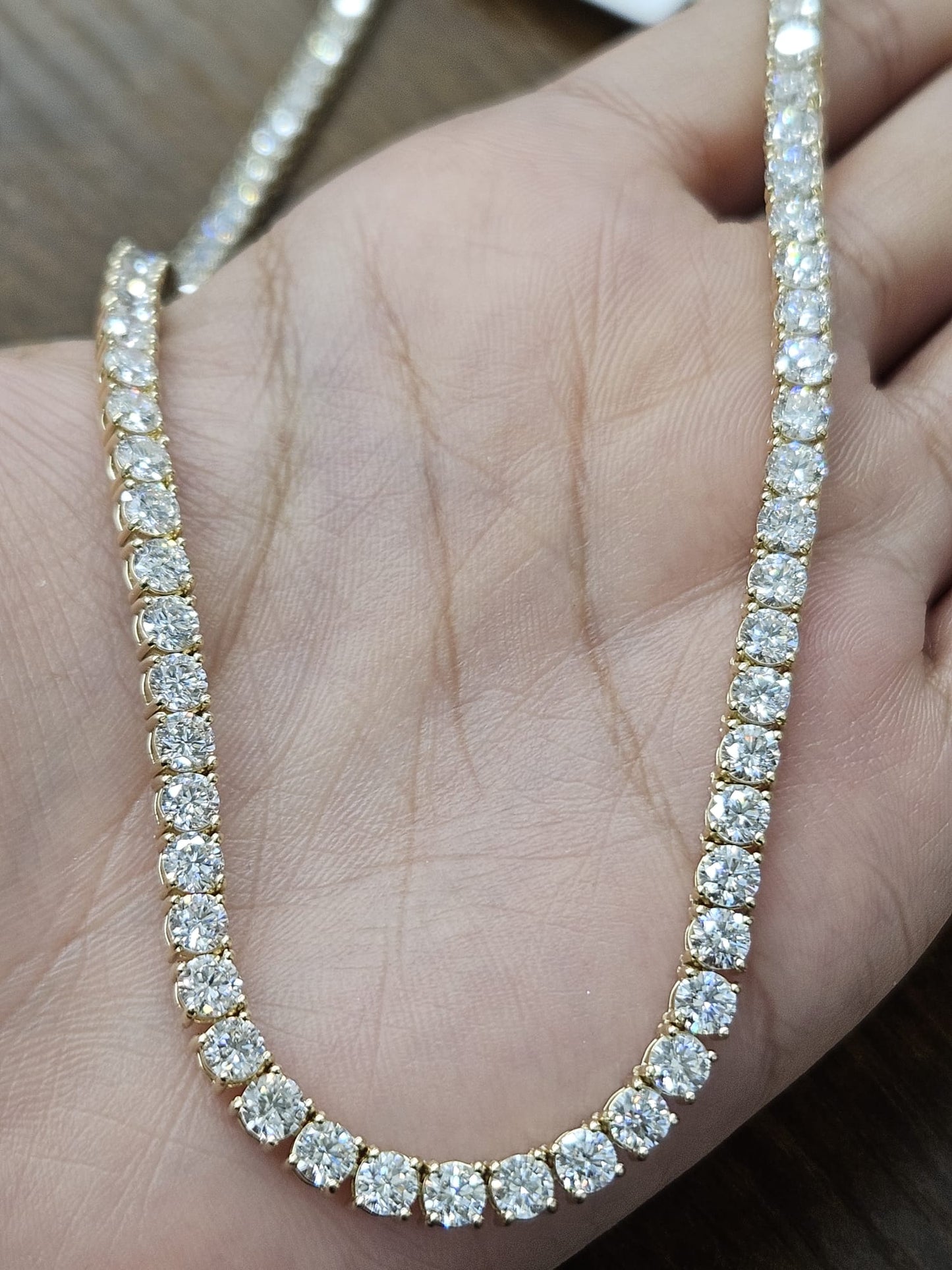 21.94cttw Yellow Gold Lab Diamond 17.15" Tennis Necklace