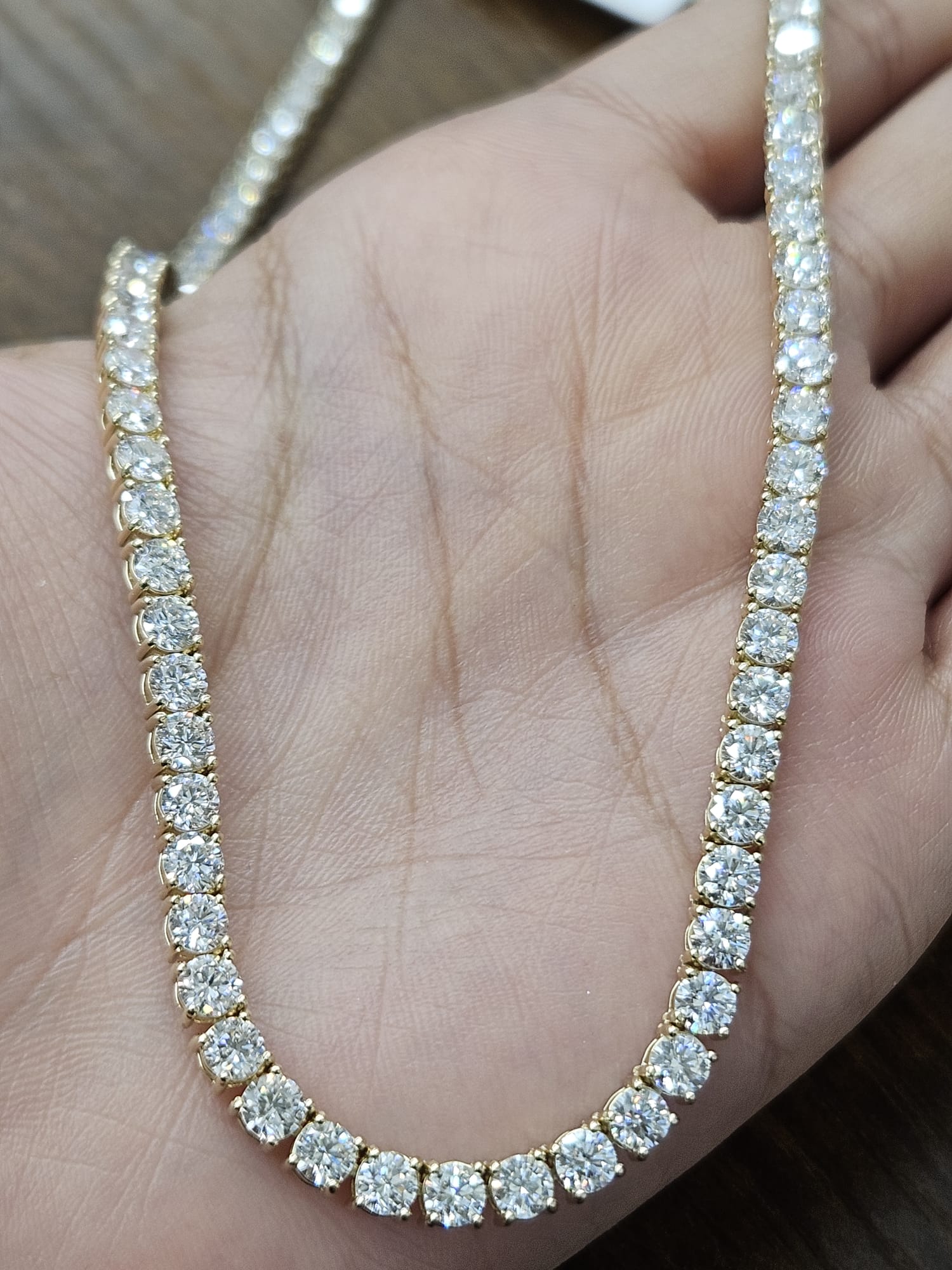 21.94cttw Yellow Gold Lab Diamond 17.15" Tennis Necklace