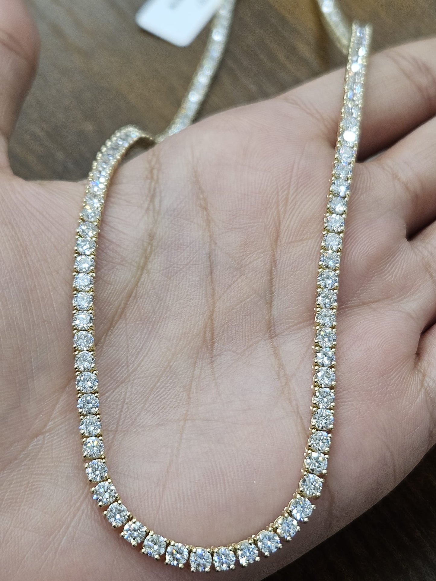 13.980cttw Yellow Gold Lab Diamond 17" Tennis Necklace