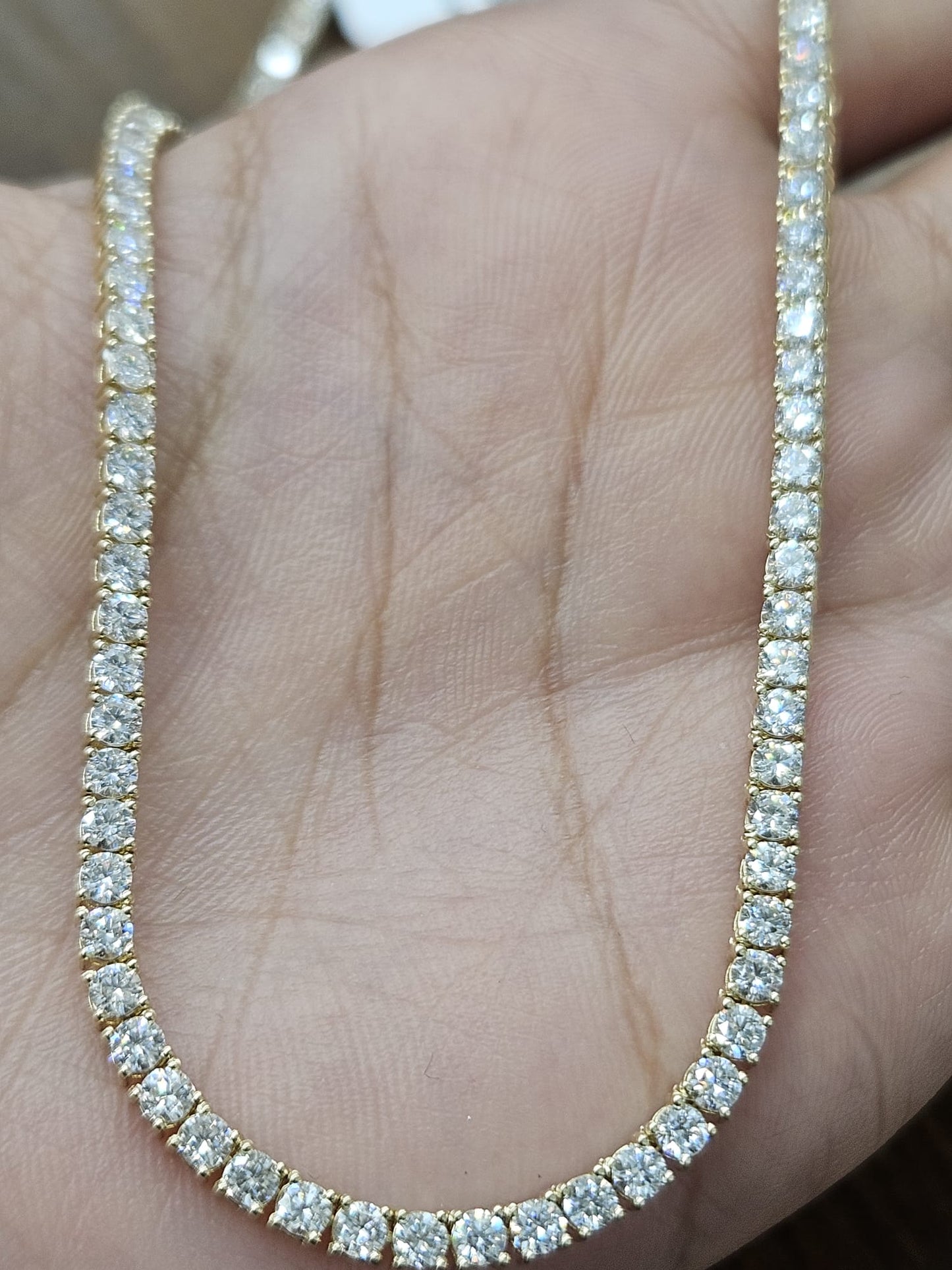 9.56cttw Yellow Gold Lab Diamond 17" Tennis Necklace