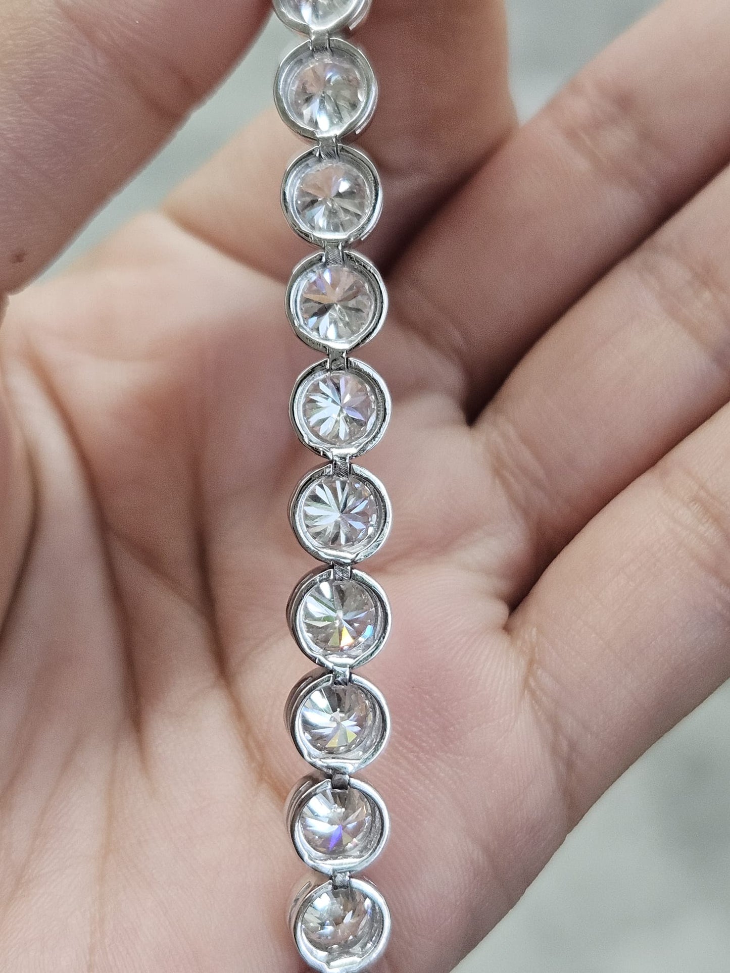 15cttw White Gold Bezel Set Lab Diamond 7" Tennis Bracelet