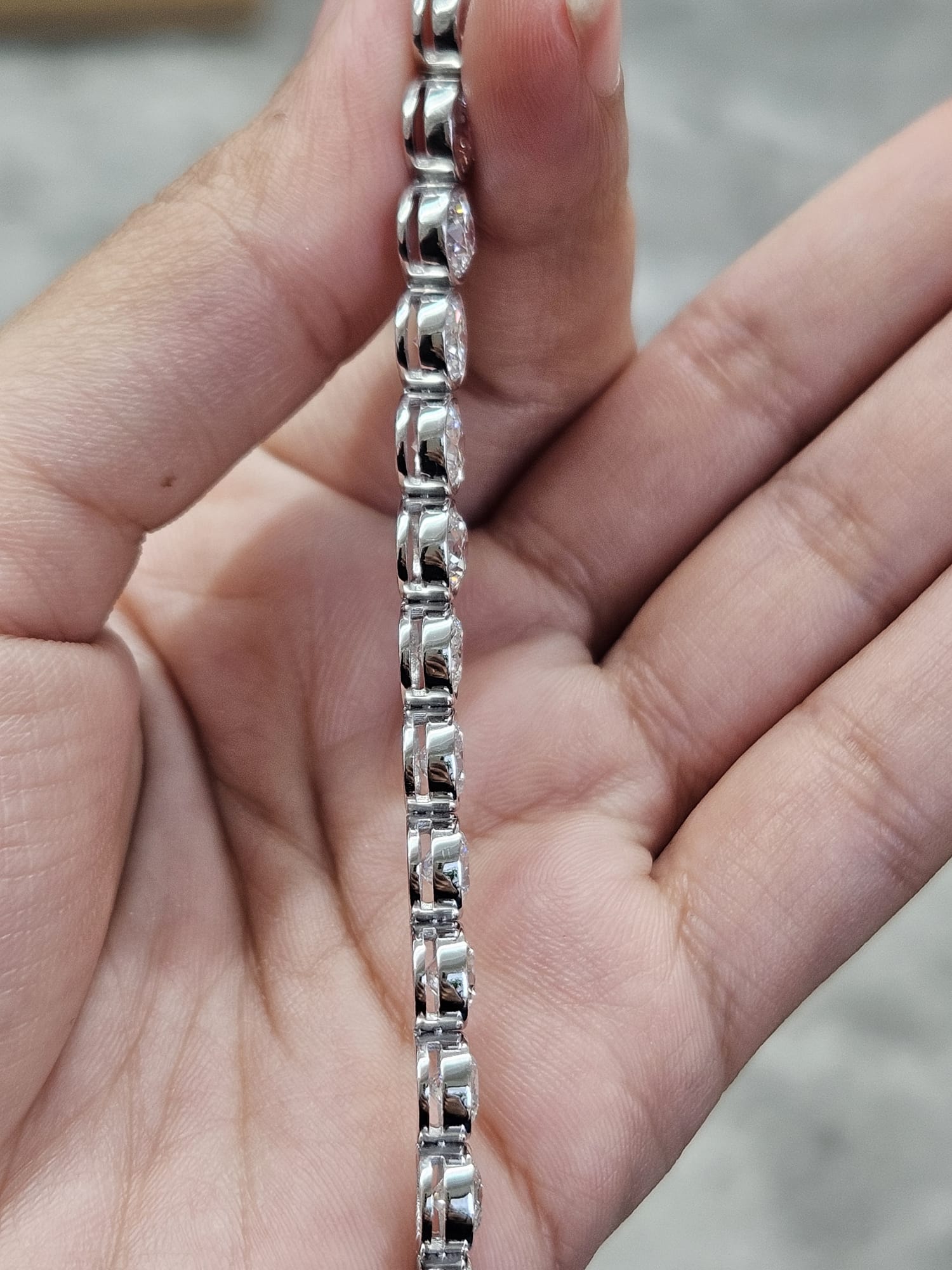 15cttw White Gold Bezel Set Lab Diamond 7" Tennis Bracelet