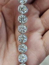 15cttw White Gold Bezel Set Lab Diamond 7" Tennis Bracelet