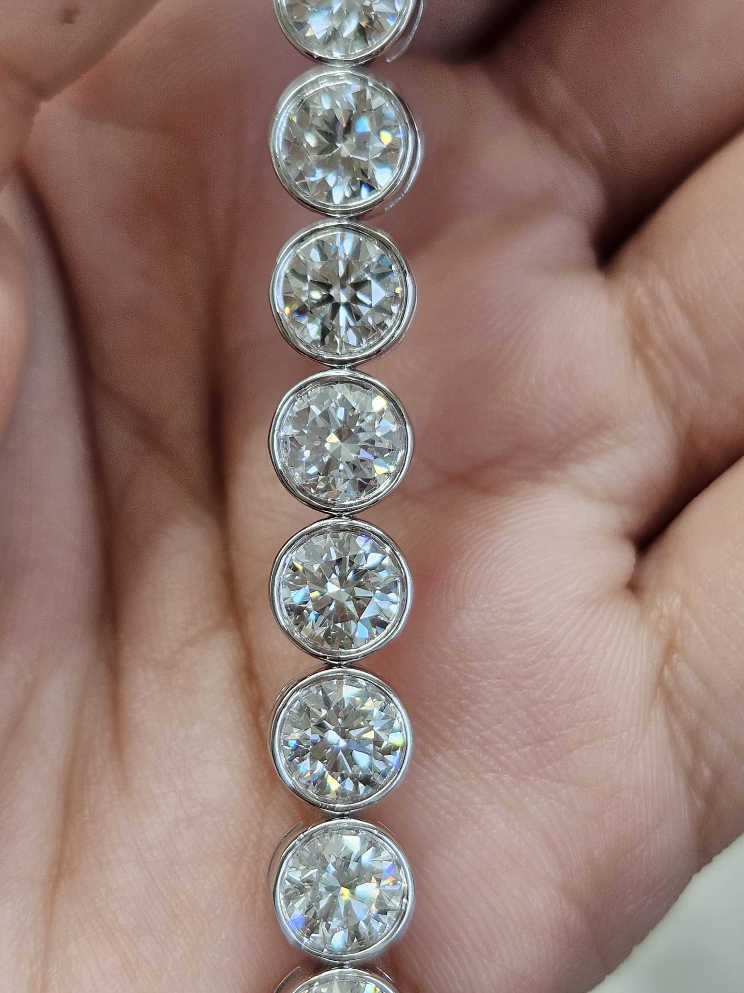 15cttw White Gold Bezel Set Lab Diamond 7" Tennis Bracelet