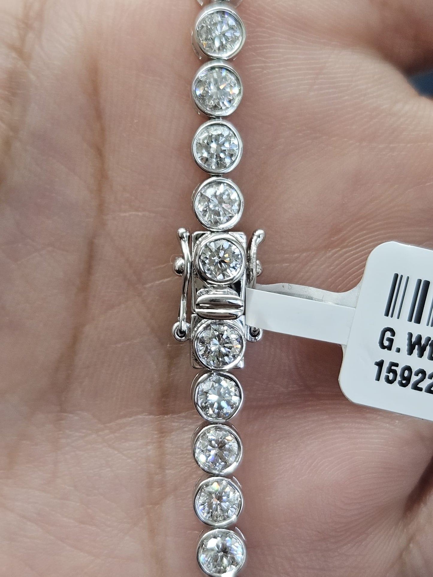 5.470cttw White Gold Bezel Set Lab Diamond 7" Tennis Bracelet