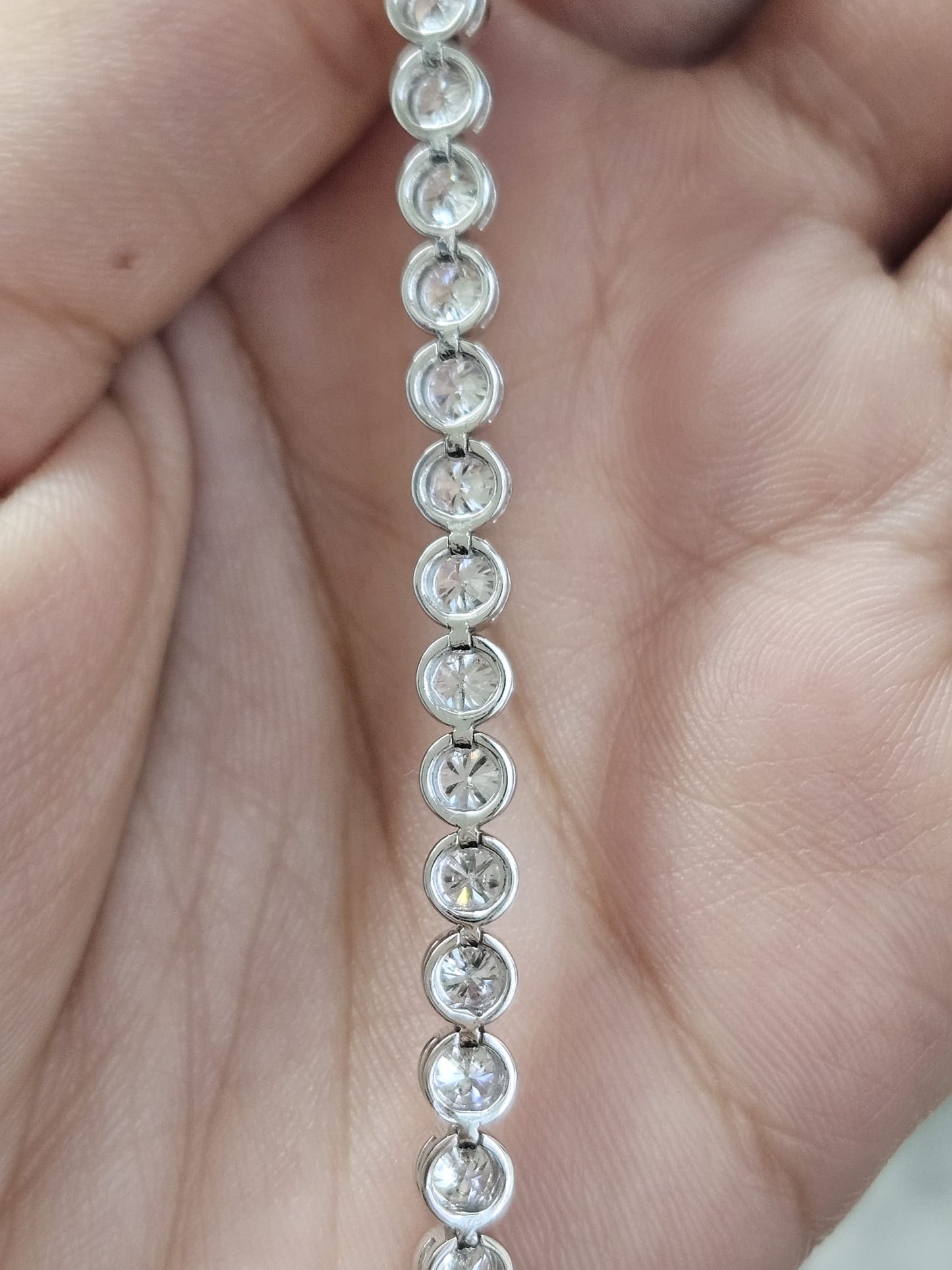 5.470cttw White Gold Bezel Set Lab Diamond 7" Tennis Bracelet