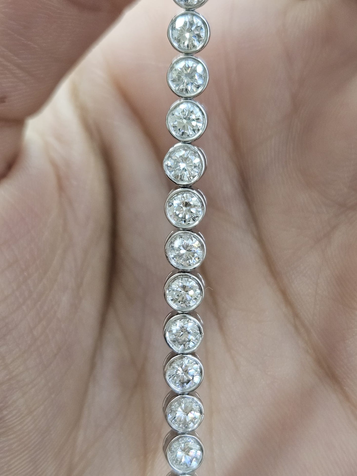 5.470cttw White Gold Bezel Set Lab Diamond 7" Tennis Bracelet
