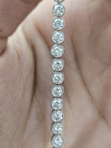 5.470cttw White Gold Bezel Set Lab Diamond 7" Tennis Bracelet