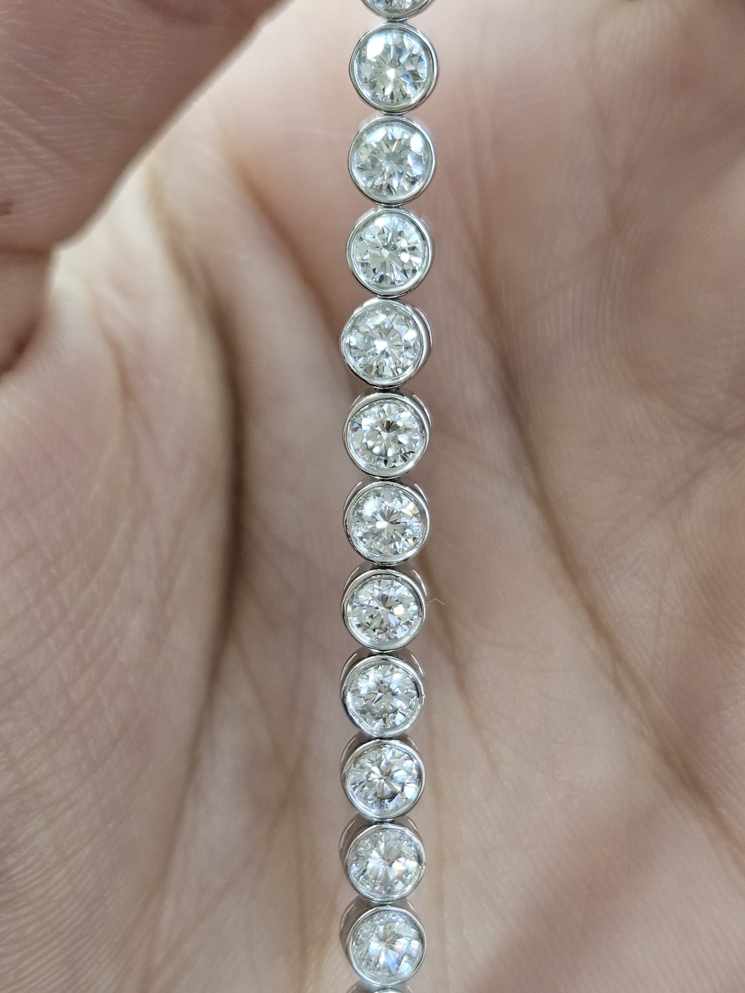 5.470cttw White Gold Bezel Set Lab Diamond 7" Tennis Bracelet