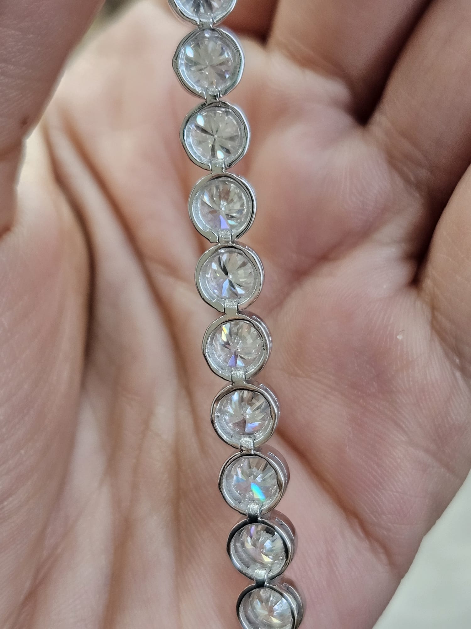 13.240cttw White Gold Bezel Set Lab Diamond 7" Tennis Bracelet