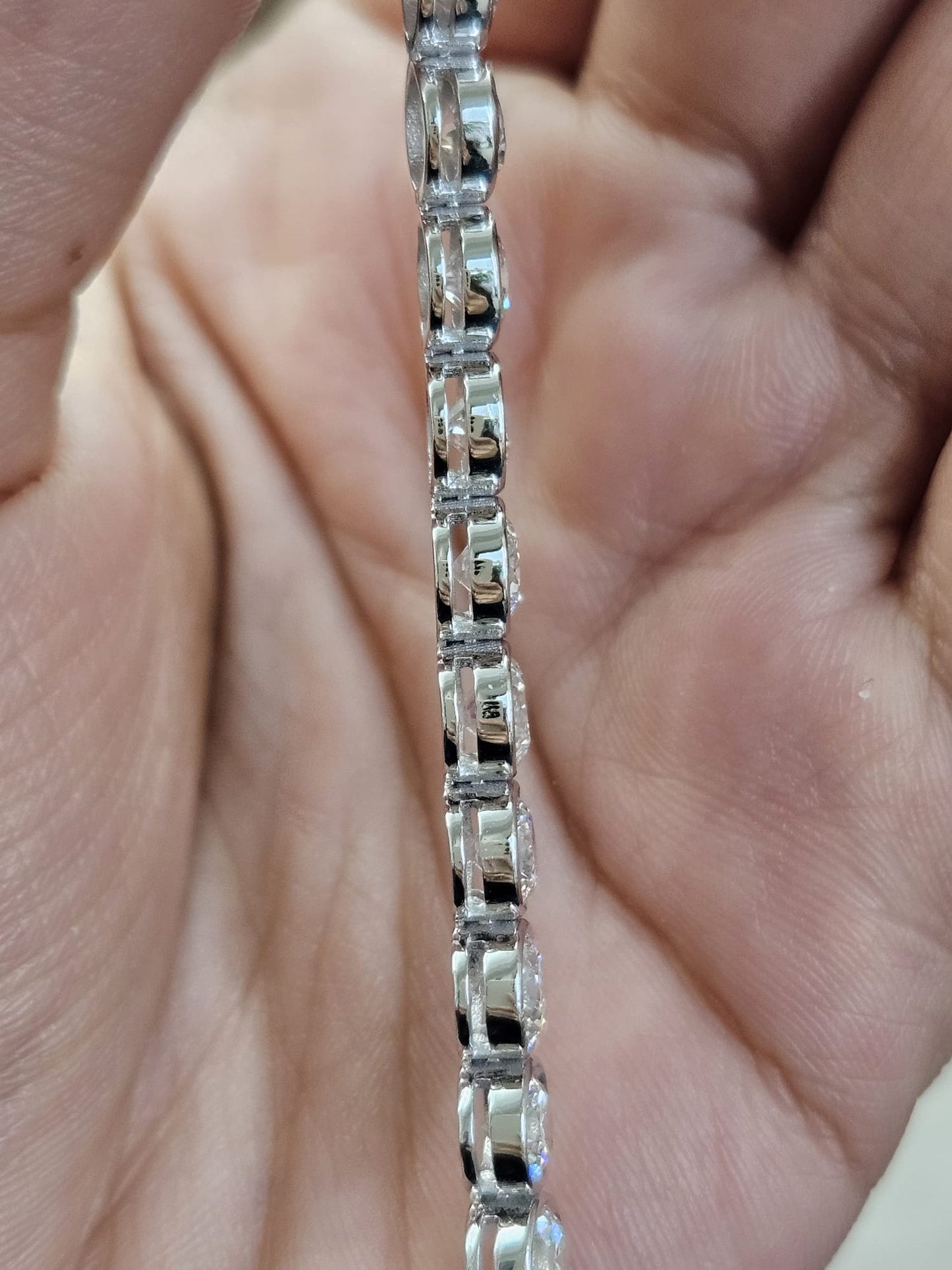 13.240cttw White Gold Bezel Set Lab Diamond 7" Tennis Bracelet