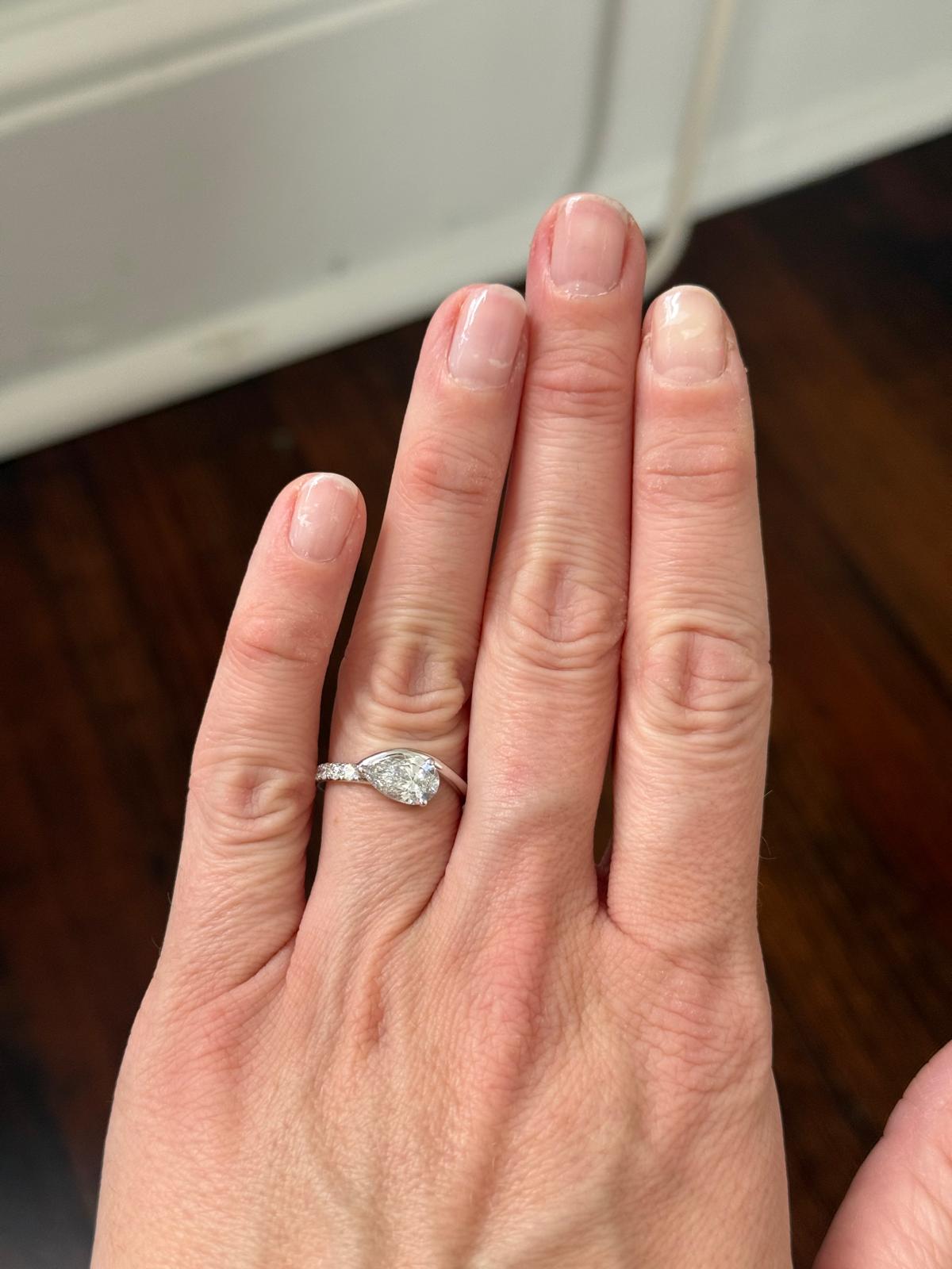 White Gold East West Set 1.16ct Pear Shape Lab Diamond Ring