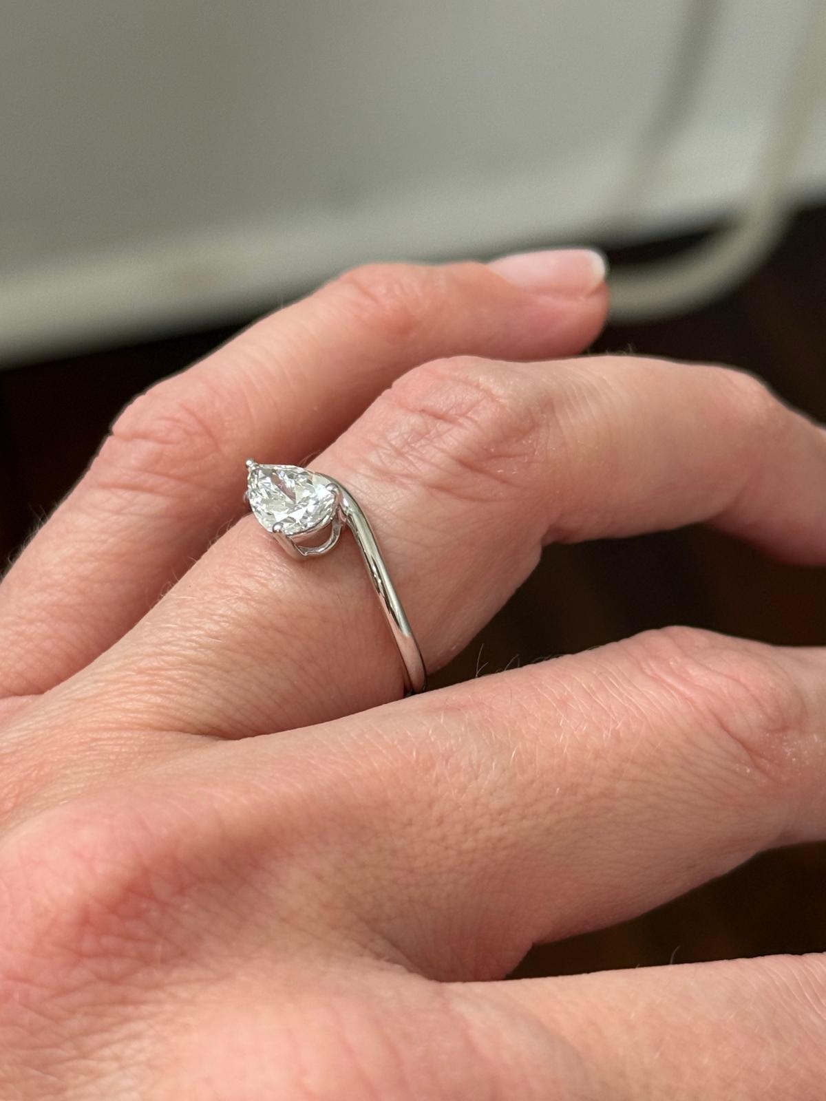 White Gold East West Set 1.16ct Pear Shape Lab Diamond Ring