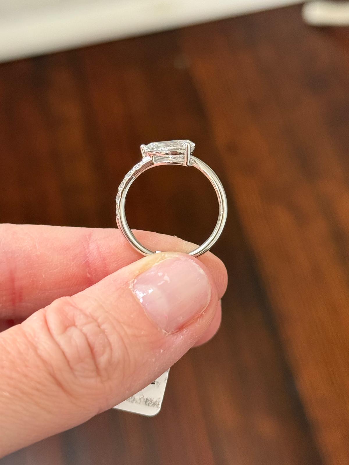 White Gold East West Set 1.16ct Pear Shape Lab Diamond Ring