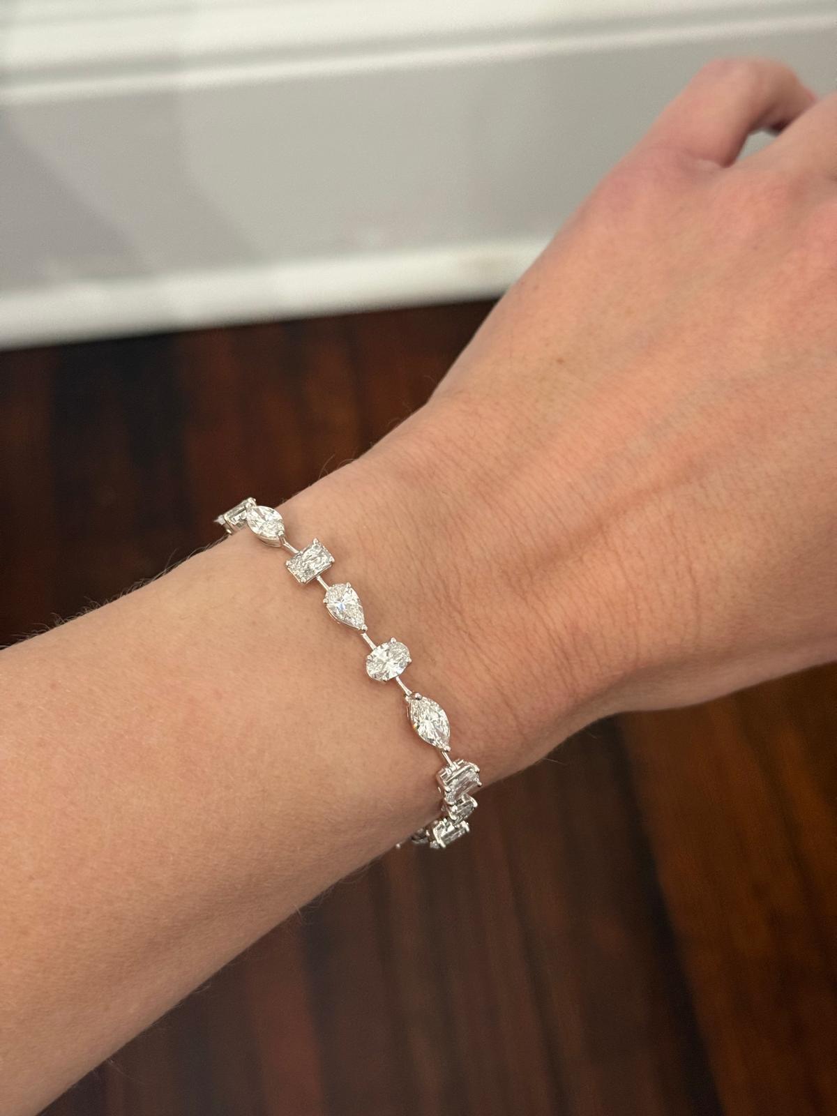 White Gold 11.76ct Mixed Shape Lab Diamond Bracelet