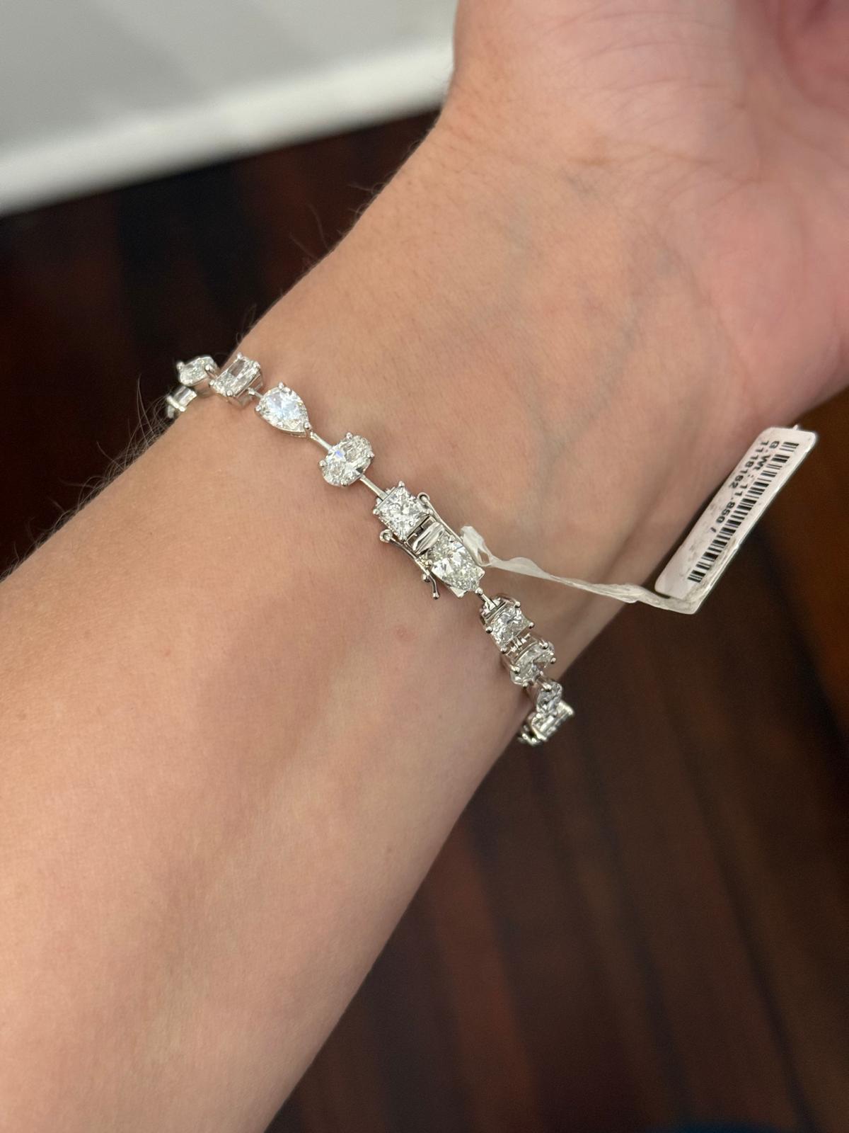 White Gold 11.76ct Mixed Shape Lab Diamond Bracelet