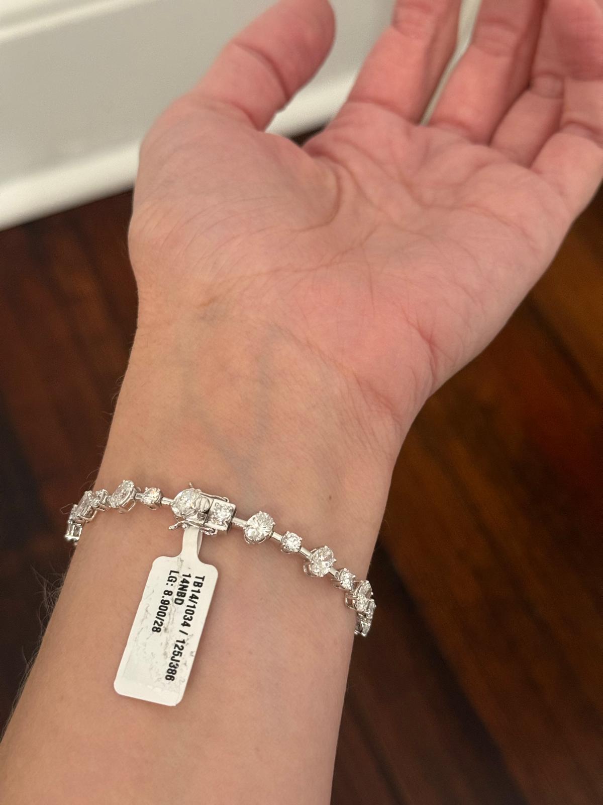 White Gold 8.9ct Oval & Round Lab Diamond Bracelet