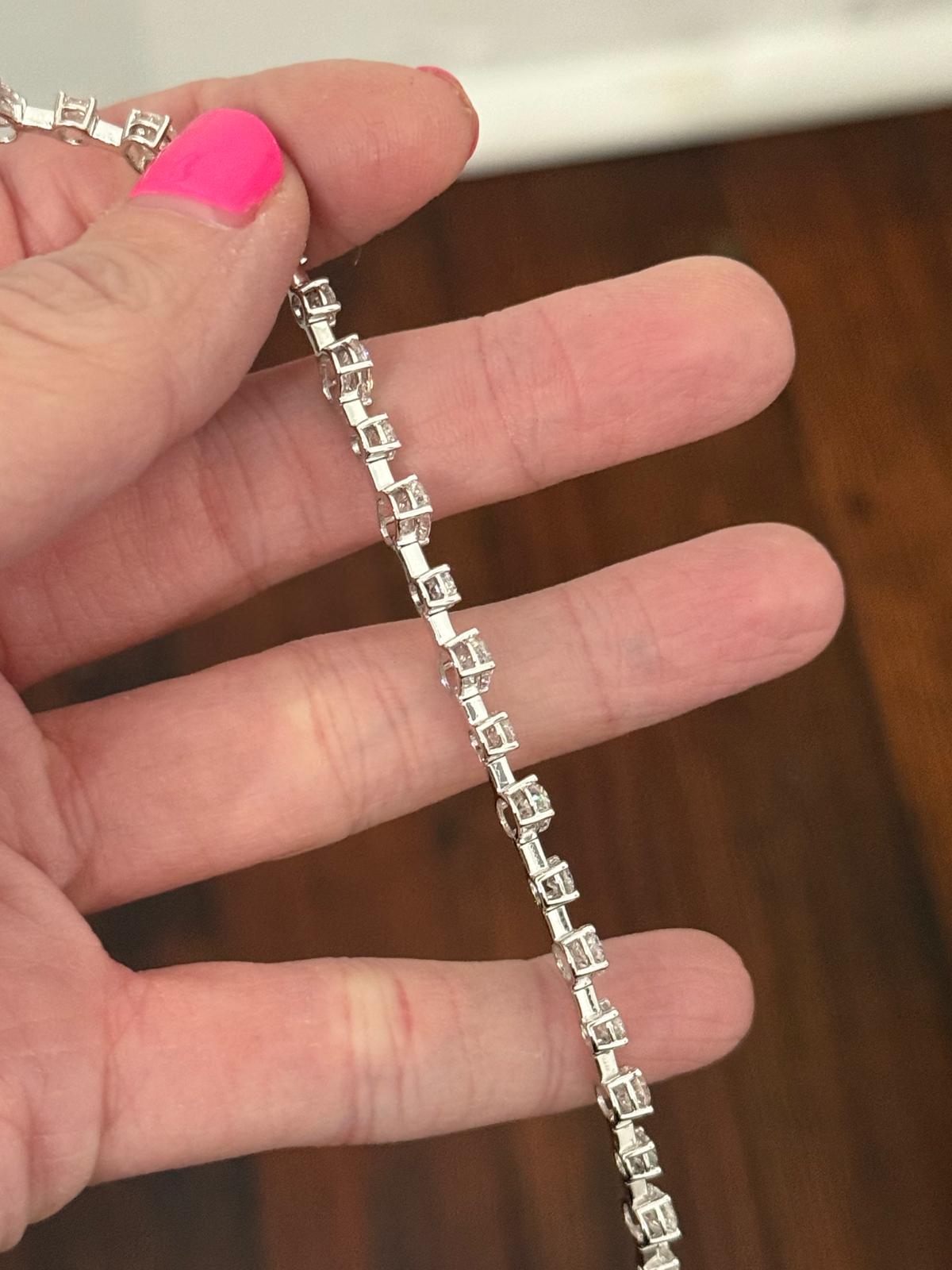 White Gold 8.9ct Oval & Round Lab Diamond Bracelet