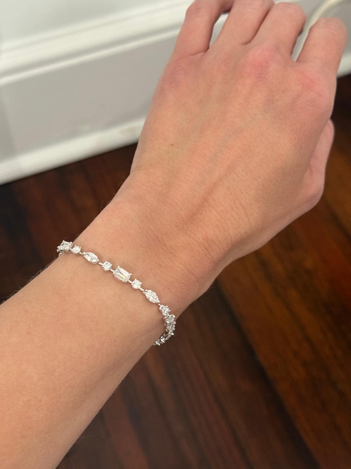 White Gold 7.7ct Mixed Shape Lab Diamond Bracelet