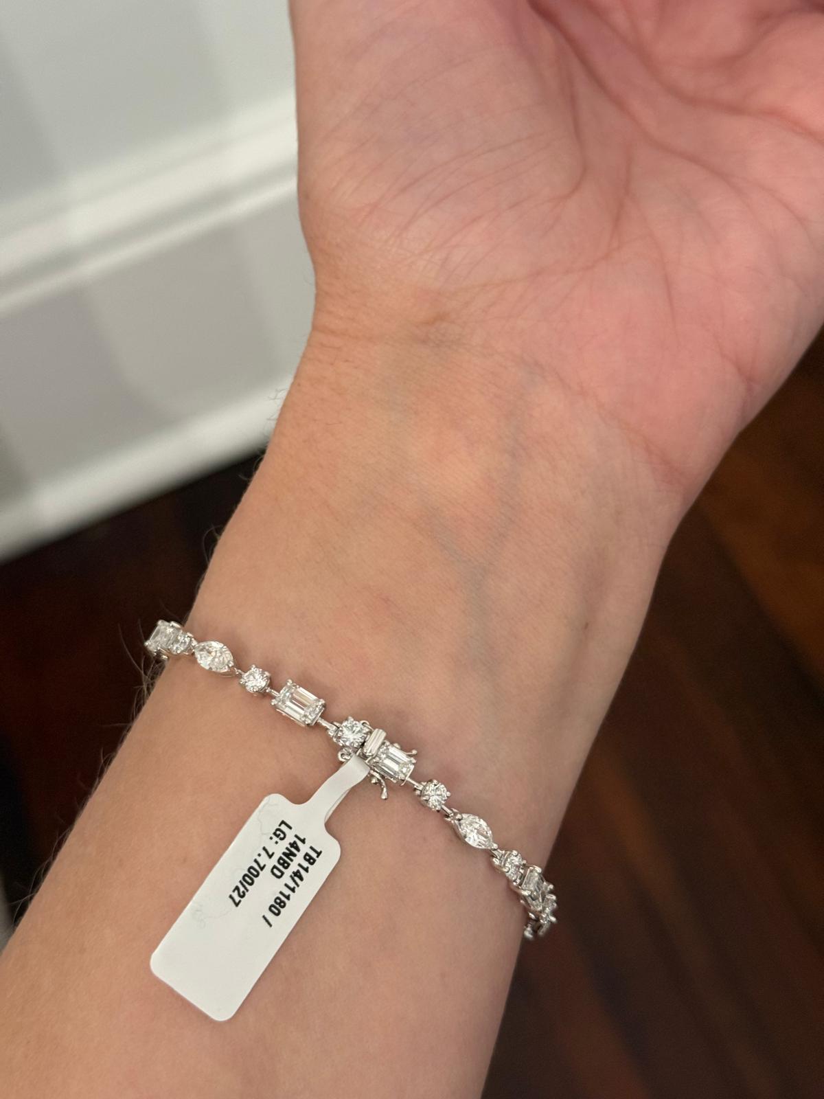 White Gold 7.7ct Mixed Shape Lab Diamond Bracelet