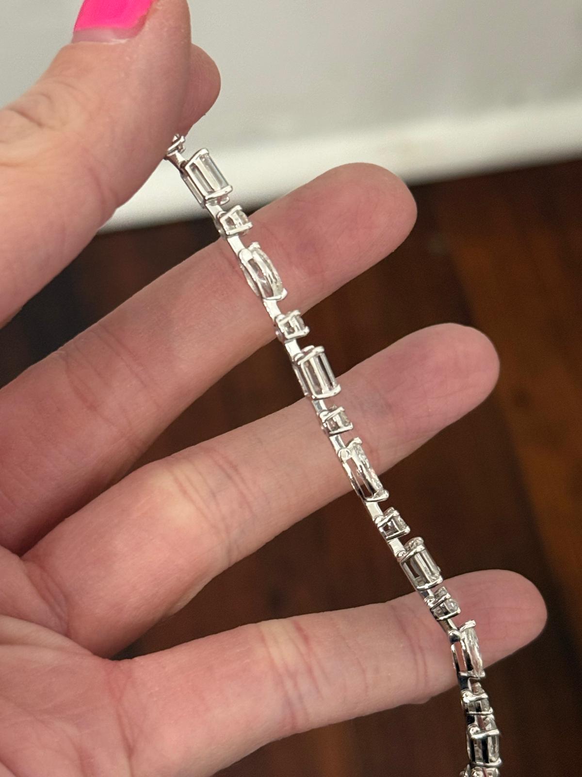 White Gold 7.7ct Mixed Shape Lab Diamond Bracelet