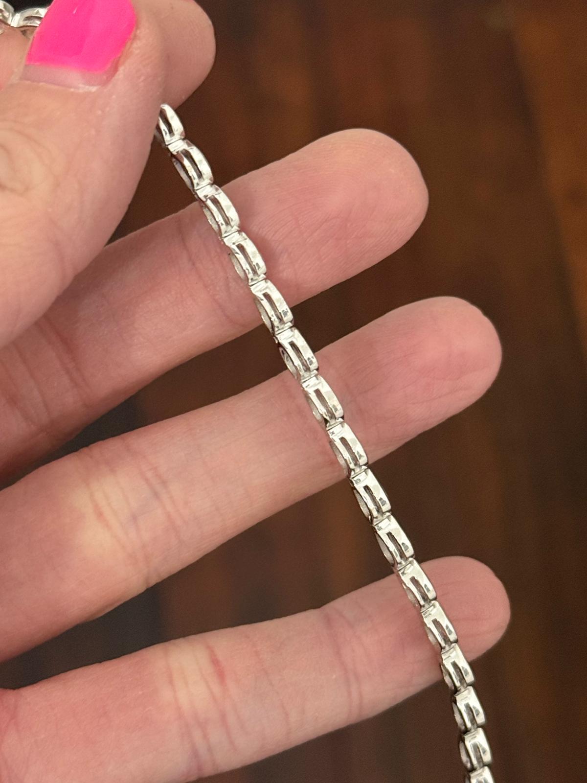 White Gold Bezel Set 6.64ct Pear Shape Lab Diamond Bracelet