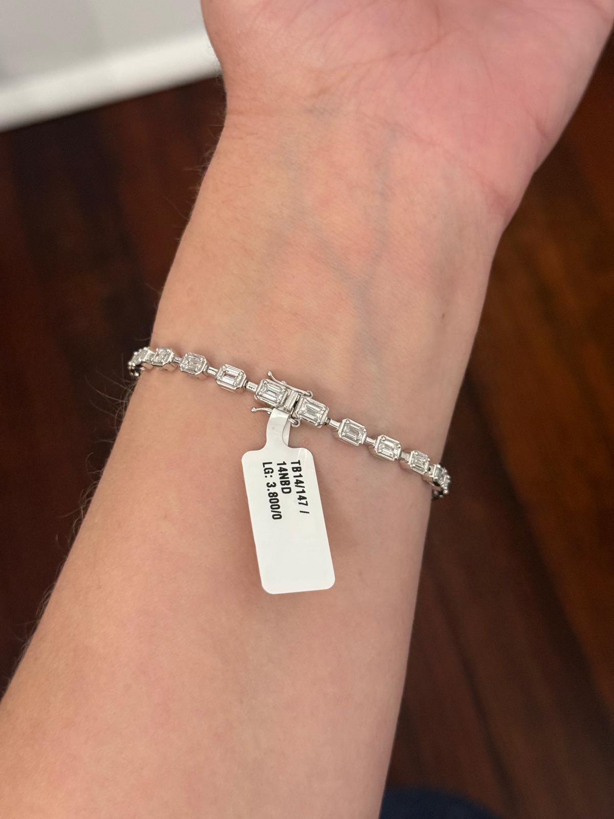 White Gold 3.8ct Emerald Lab Diamond Bracelet