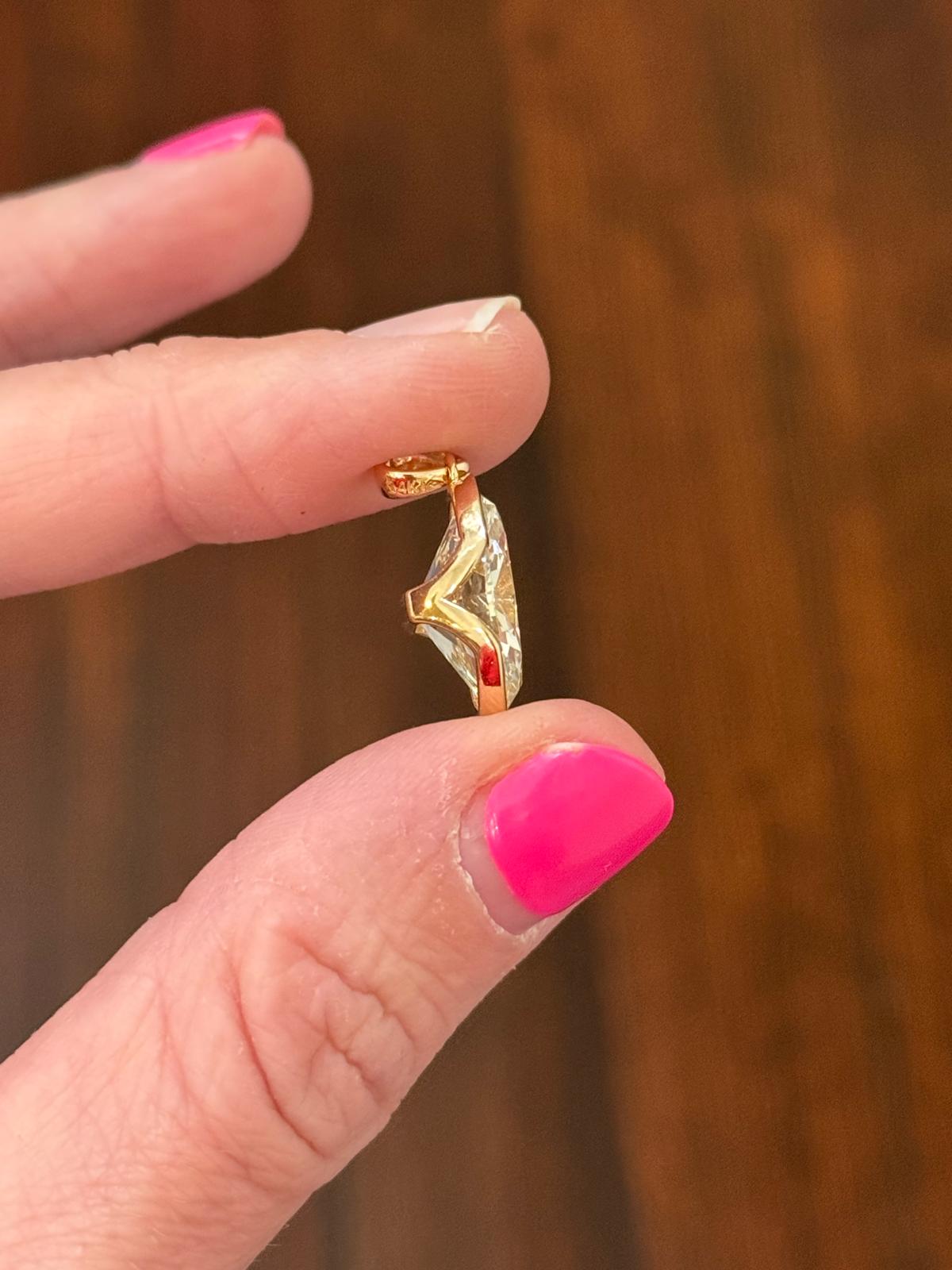 Yellow Gold 7.09ct Oval Lab Diamond Pendant