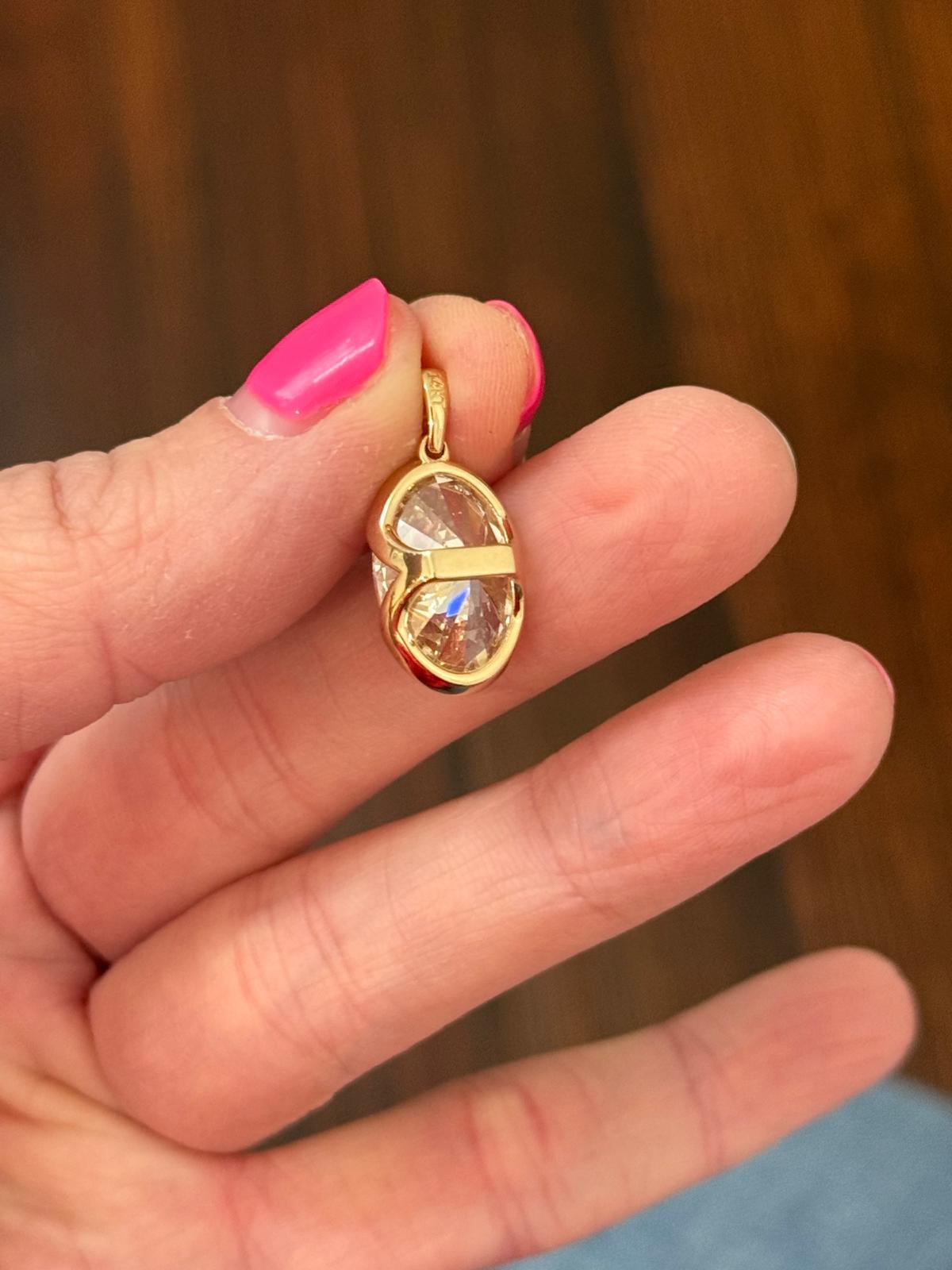 Yellow Gold 7.09ct Oval Lab Diamond Pendant