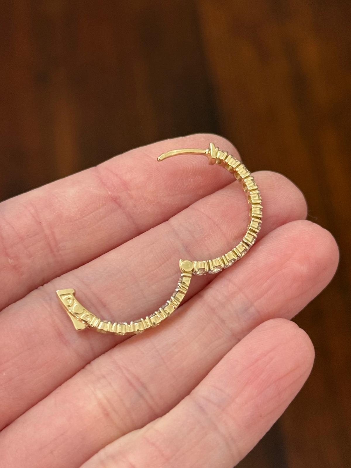 24.1mm Yellow Gold Lab Diamond Inside Out Hoops