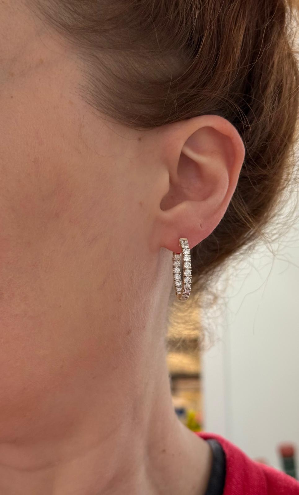 24.1mm Yellow Gold Lab Diamond Inside Out Hoops