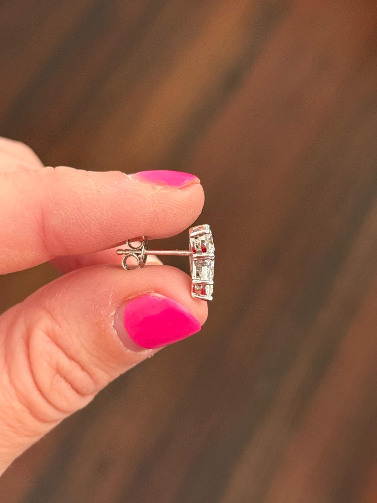 White Gold Marquise, Pear & Round Lab Diamond Cluster Studs