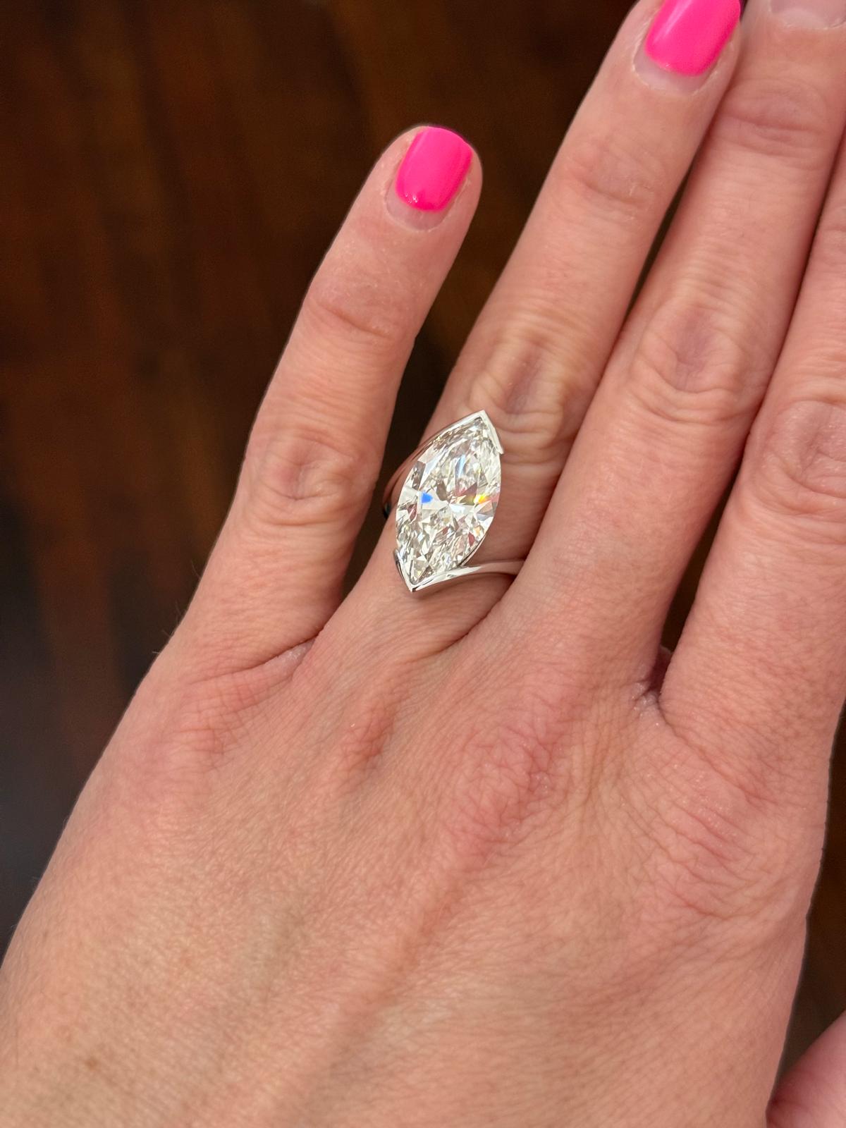 White Gold 7.74ct Marquise Lab Diamond Ring