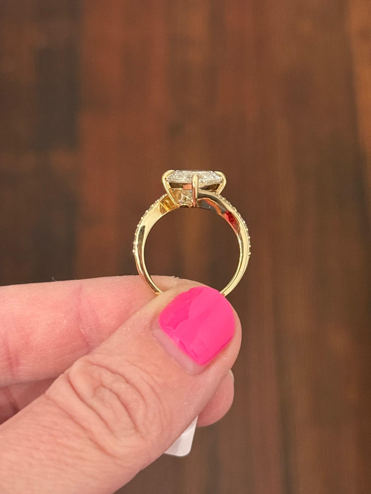 Yellow Gold 6.67ct Marquise Lab Diamond Ring