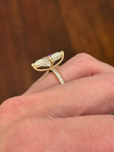 Yellow Gold Marquise & Hidden Halo Lab Diamond Ring