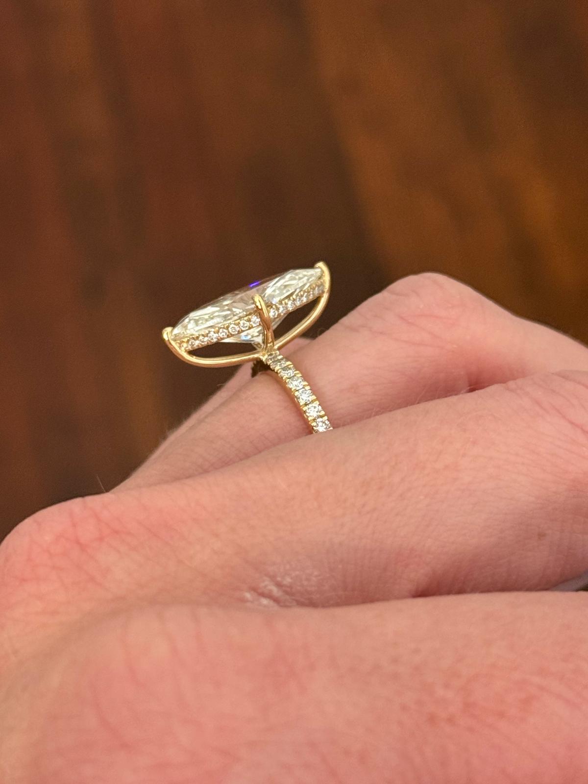 Yellow Gold Marquise & Hidden Halo Lab Diamond Ring