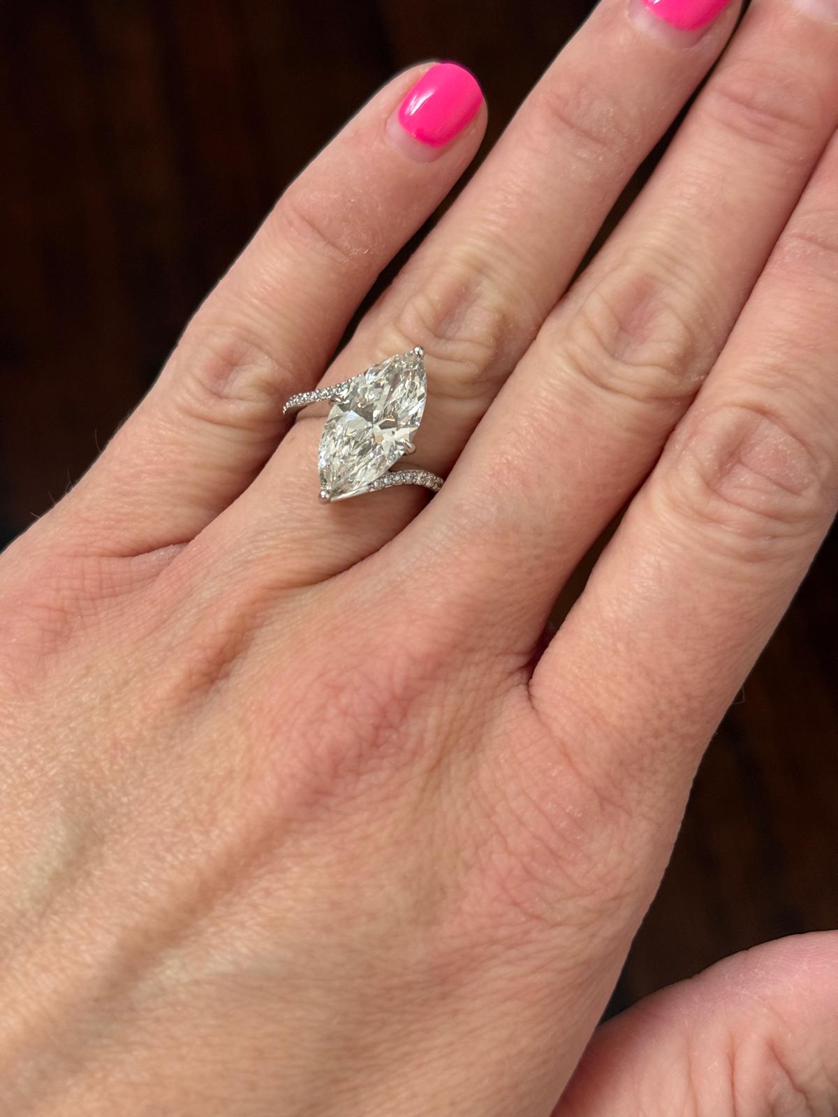 White Gold 5.1ct Marquise Lab Diamond Ring