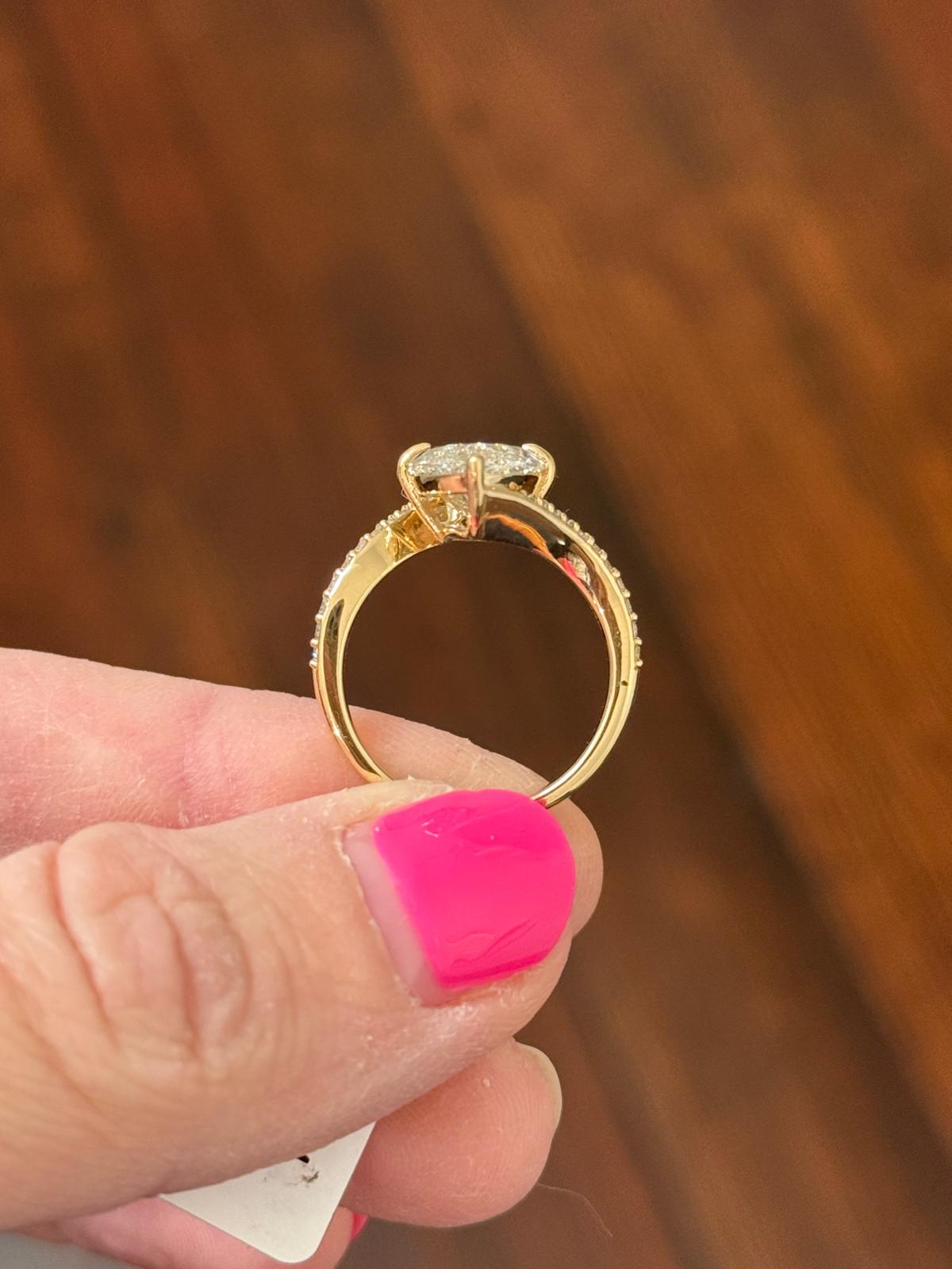 Yellow Gold 4.4ct Marquise Lab Diamond Ring