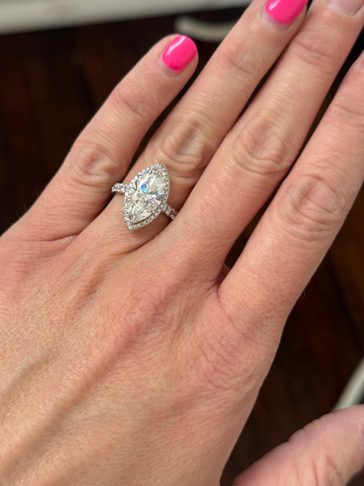 White Gold 4.03ct Marquise Lab Diamond Ring