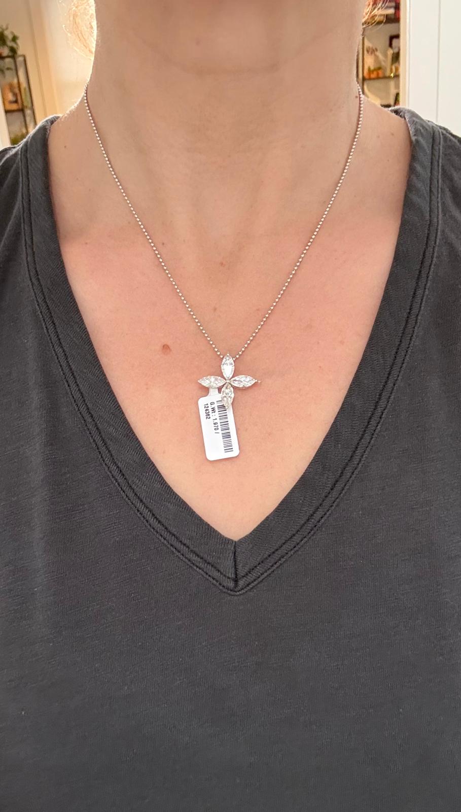 White Gold Marquise Lab Diamond Pendants