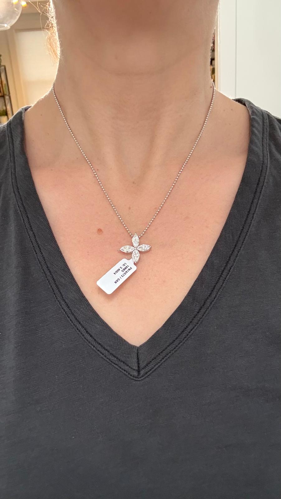 White Gold Marquise Lab Diamond Pendants